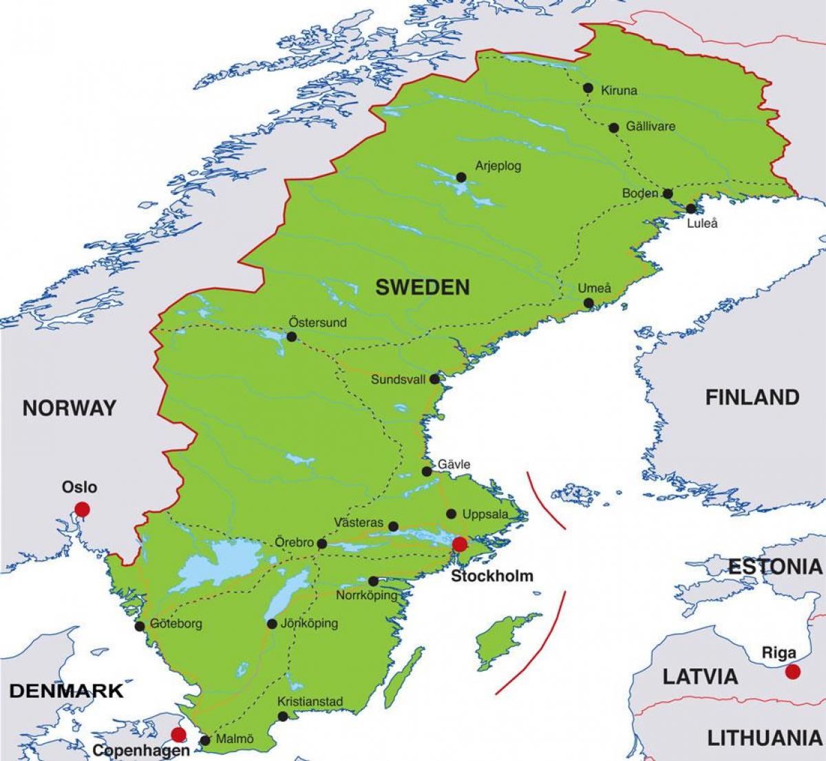 glavni grad Švedske na karti