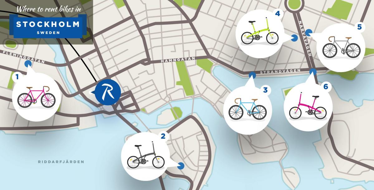Stockholm gradske bicikle kartu