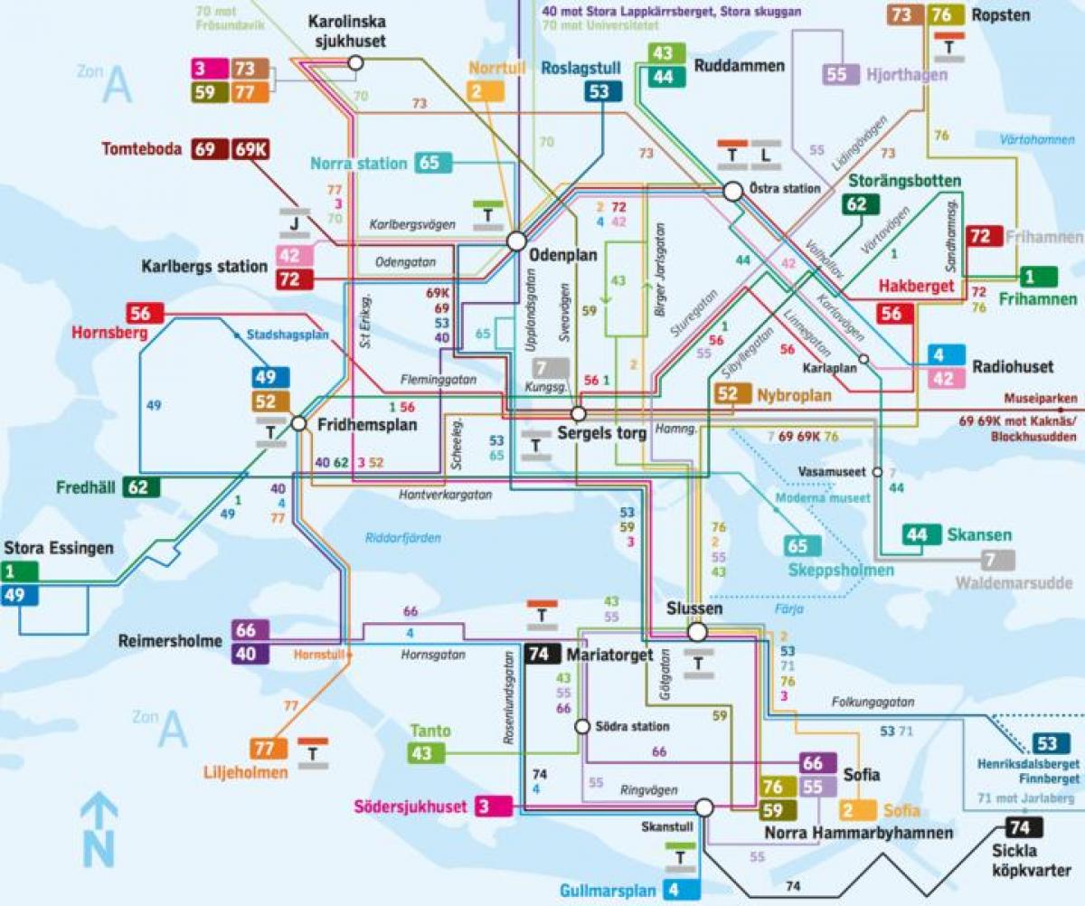 Stockholm autobusne linije na karti