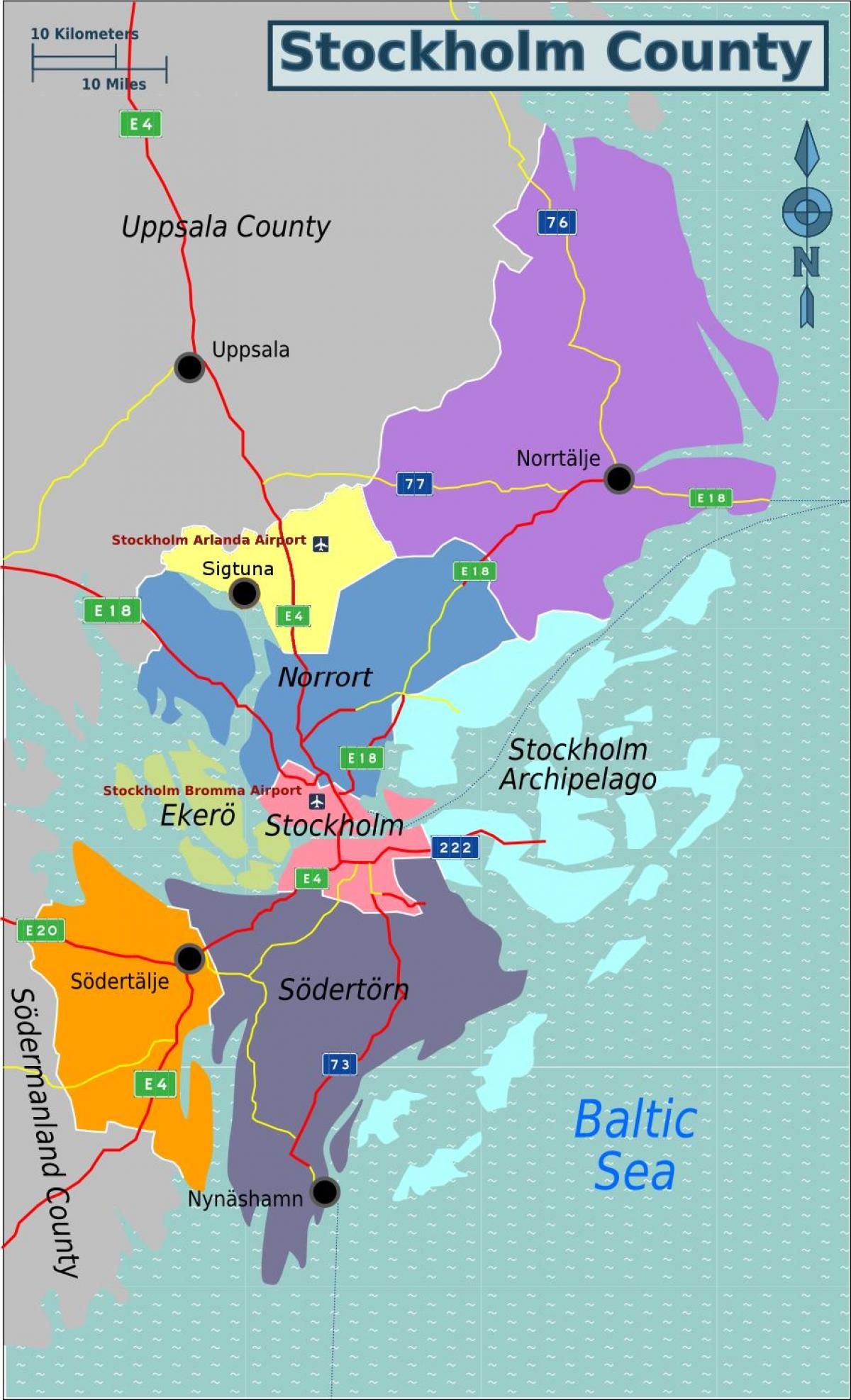 karte za Stockholm Švedska području